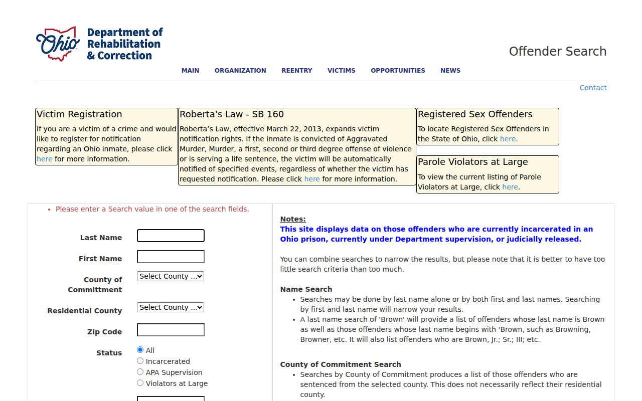North Olmsted residents directory Ohio offender search scope