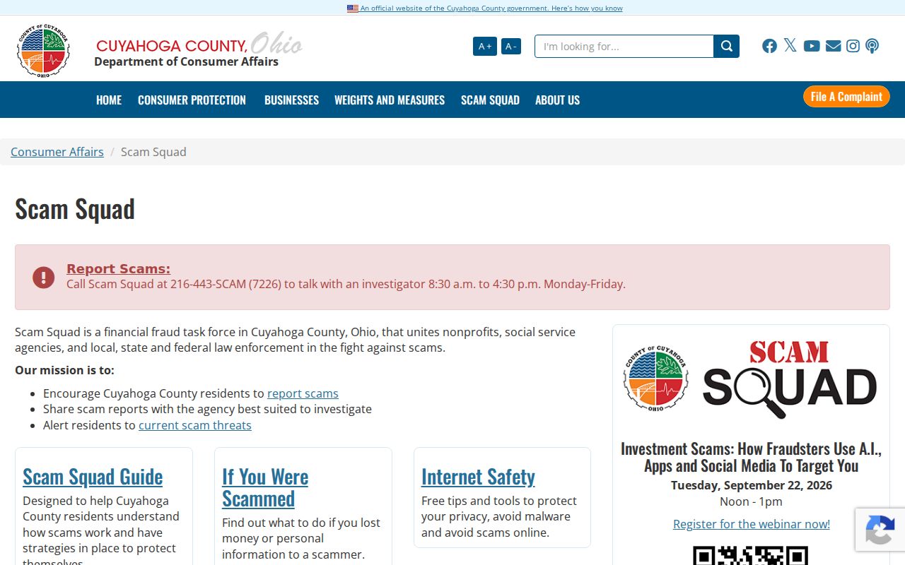 North Olmsted neighbors research and Cuyahoga County Scam Squad guidance