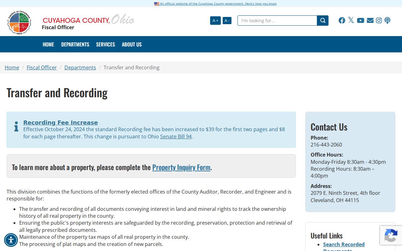 North Olmsted street directory transfer and recording office