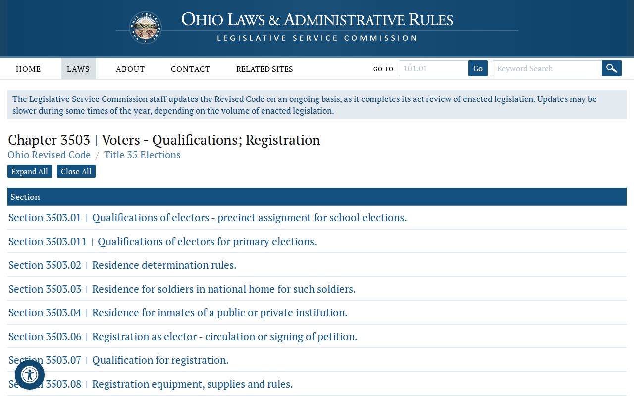North Olmsted ZIP code directory Ohio voter registration rules
